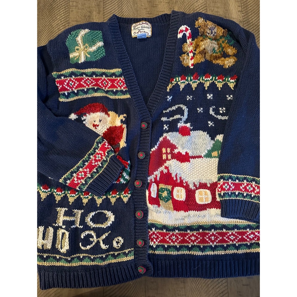 Vintage Heirloom Collectibles Christmas Cardigan Sweater Size 18/20